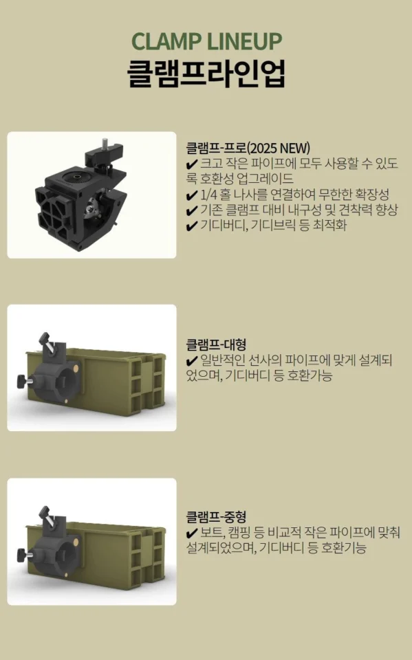 기디크래프트 기디버디 멀티클램프 프로 선상거치대