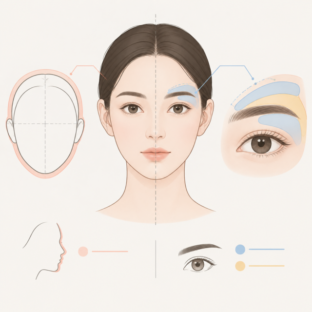 AI 생성 설명 이미지: 파주 브라질리언왁싱 도도라인왁싱 파주운정본점 | 눈썹 디자인에서 얼굴형과 눈썹뼈를 구분하는 법